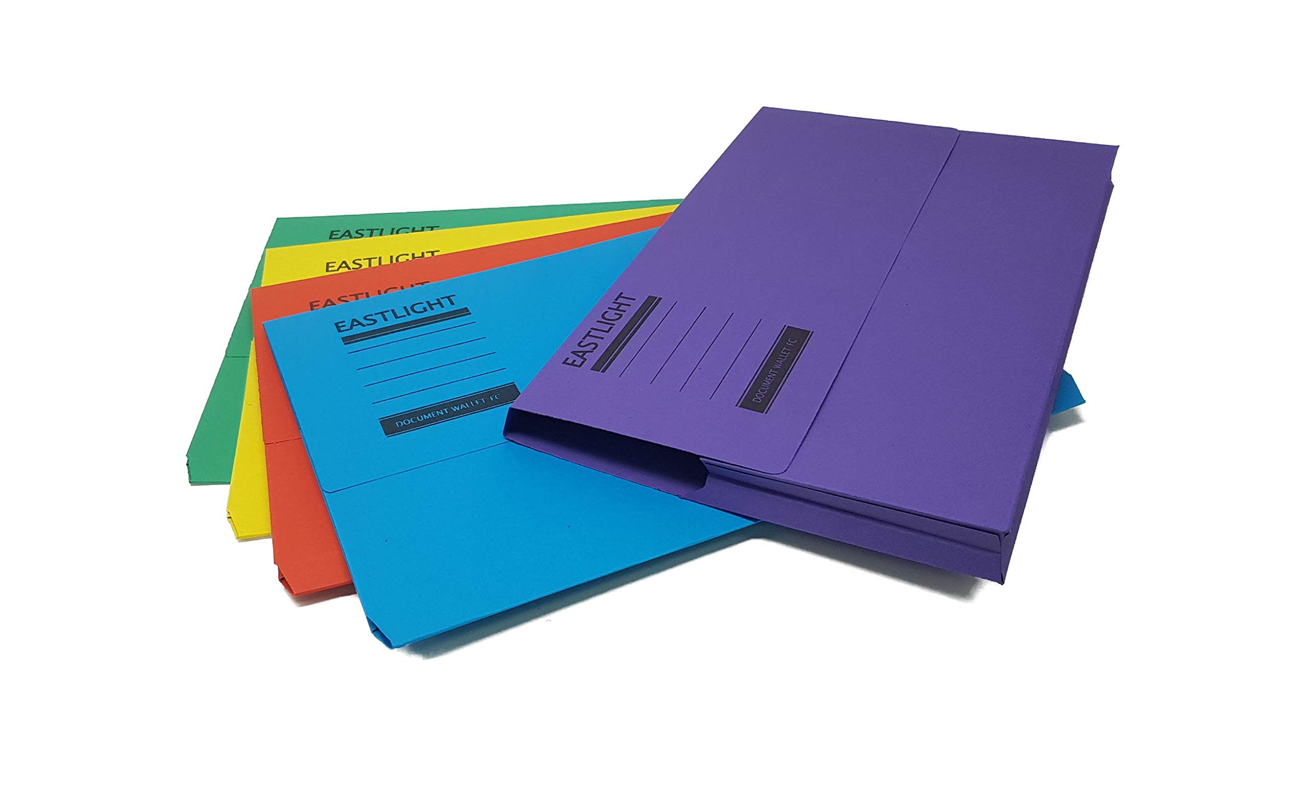 Eastlight Document Wallet (Pack 10) Assorted Colours 100% Recycled Paper 275gsm Manilla