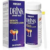 HMGDZ Drink Spike Test Strips - 50 Strips, GHB and Ketamine Detector, Ensures Drink Safety, 10-Second Results.Beverage, Wine, Cocktail, Beer, Juice, Water etc