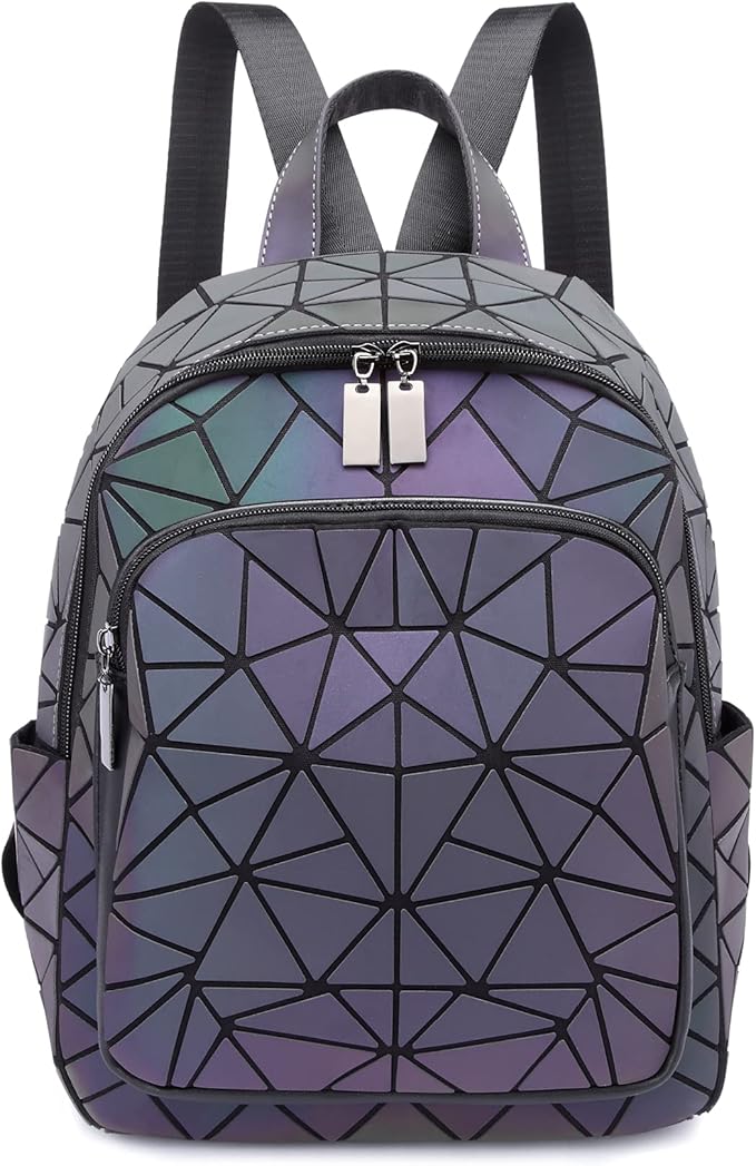 Geometric Backpack Luminous Backpacks Holographic Reflective Bag Large