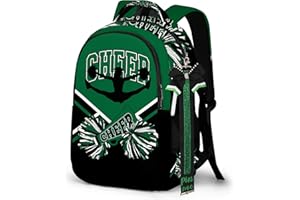 PAXIAROY Cheerleader Backpack with Cheer Pin Strap, Backpack For Cheerleading, Cheerleader Gifts for Team Women (Black Green)
