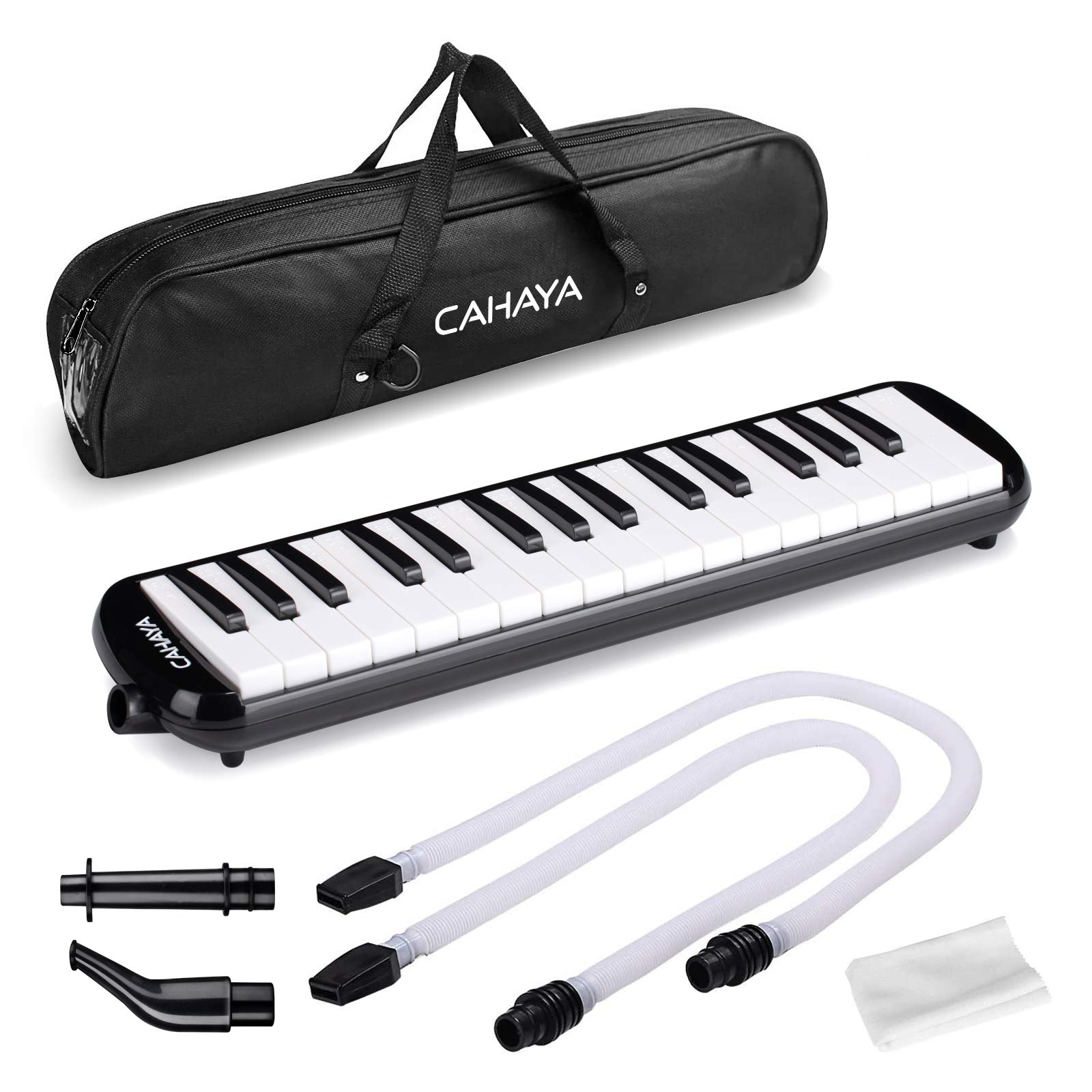 CAHAYA Melodica 32 Keys Double Tubes Mouthpiece Air Piano Keyboard Musical Instrument with Carrying Bag (32 Keys, Black)