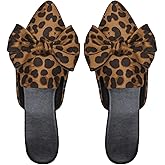 Verdusa Mules for Women Bow Dressy Pointed Toe Flat Shoes Backless Loafers Slide Sandals Casual Slides Work Shoes