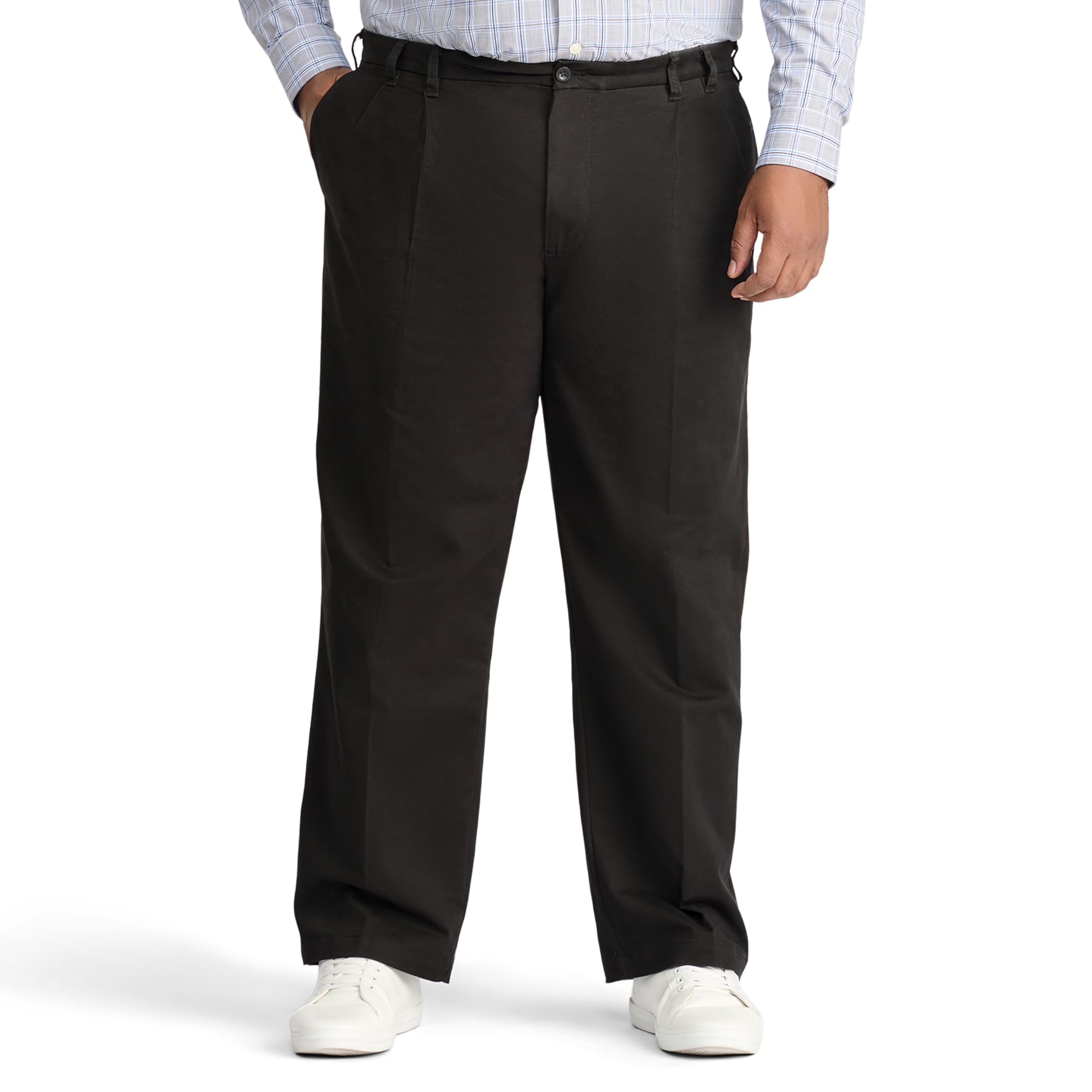 Photo 1 of IZOD Men's Big and Tall Performance Stretch Pleated Pant, Black, 46W X 32L