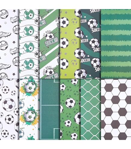 Whaline Fußball-Muster-Papier – 24 Blatt, 30 X 30 Cm, Doppelseitig, Für Scrapbooking & Bastelprojekte
