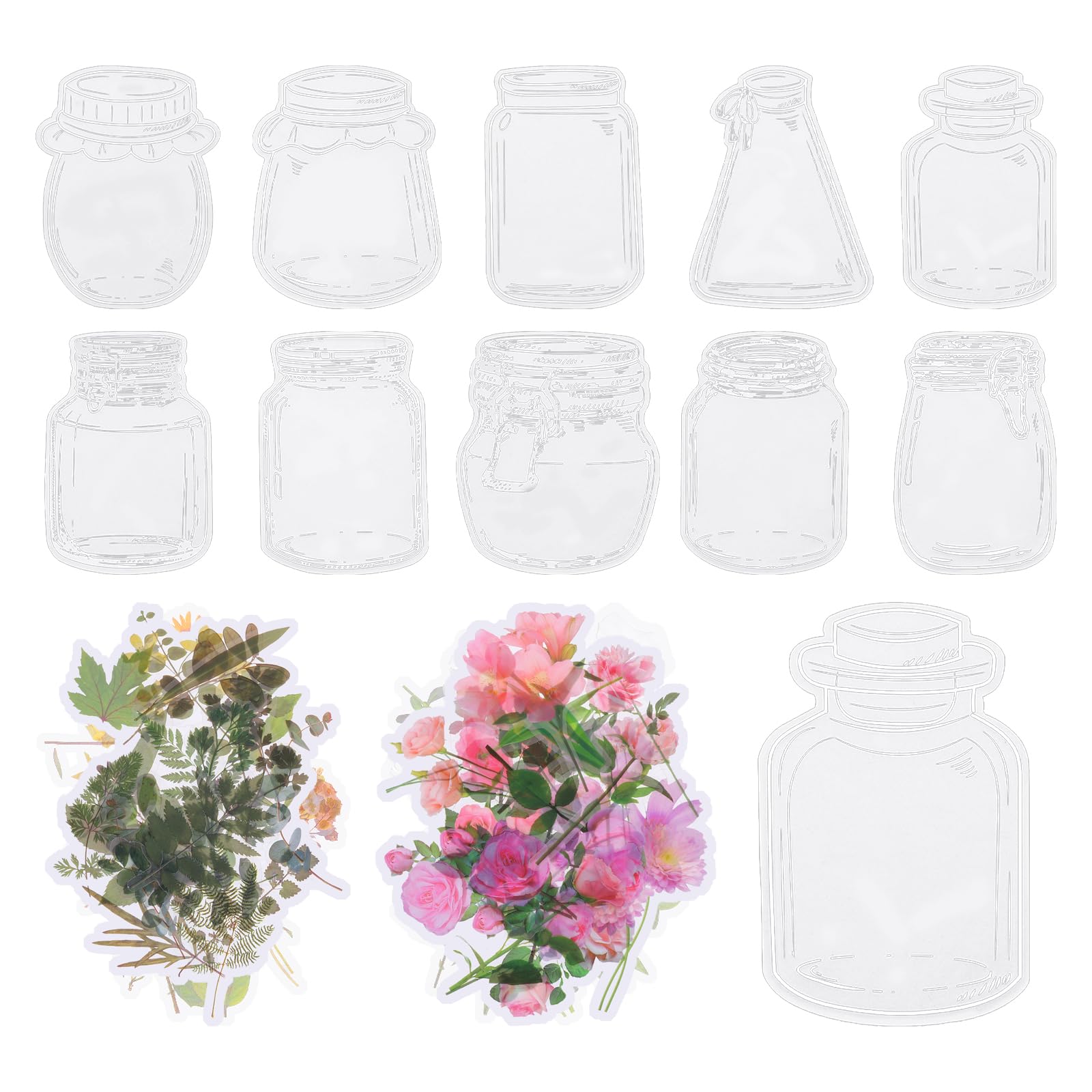 PATIKIL Transparent Dried Flower Bookmarks, 120 Pack Handmade Dried Flower Craft Bookmarks Wishing Bottle Glassware Sticker for DIY Flower Page Clips Bookmark, Style 13