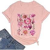 Women's T-Shirt Retro Flower Pattern Shirt Bohemian Short Sleeve T-Shirt Dandelion Wildflower Shirt Summer Casual Top