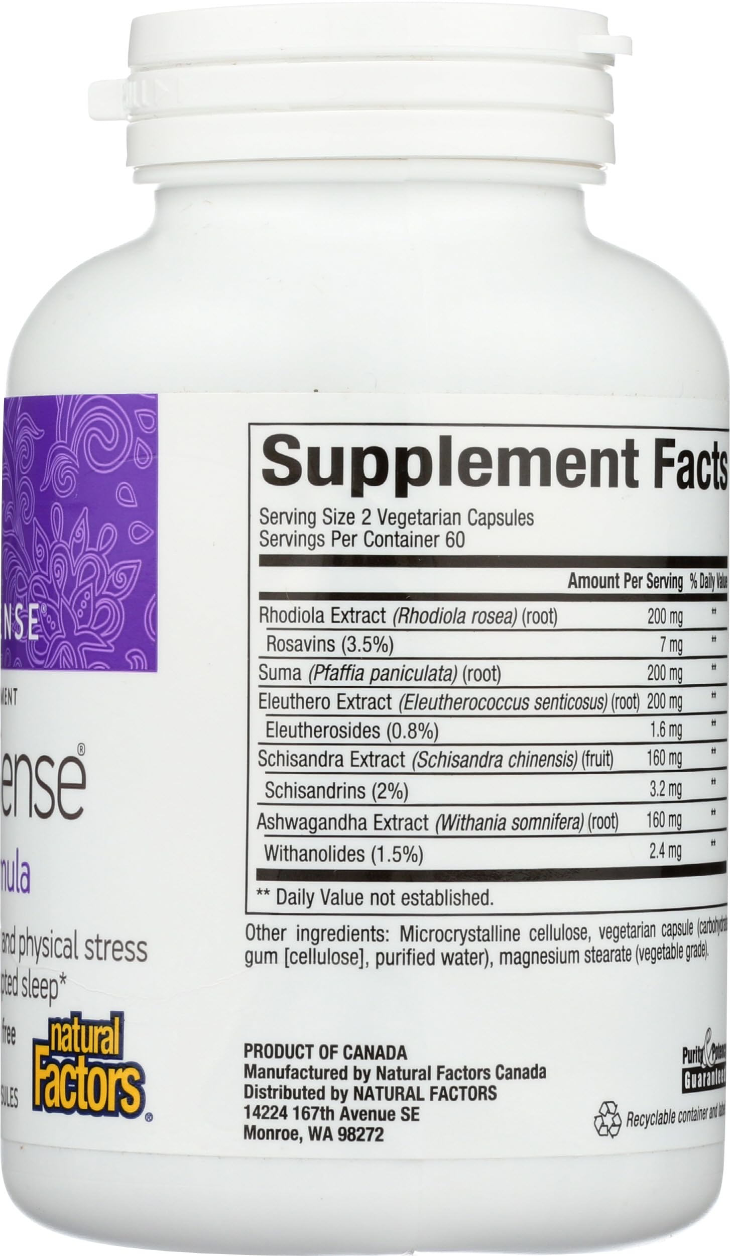 WomenSense AdrenaSense by Natural Factors, AdrenaSense, Herbal Supplement for Adrenal Support and Stress Relief, Vegan, Non-GMO, 120 Capsules