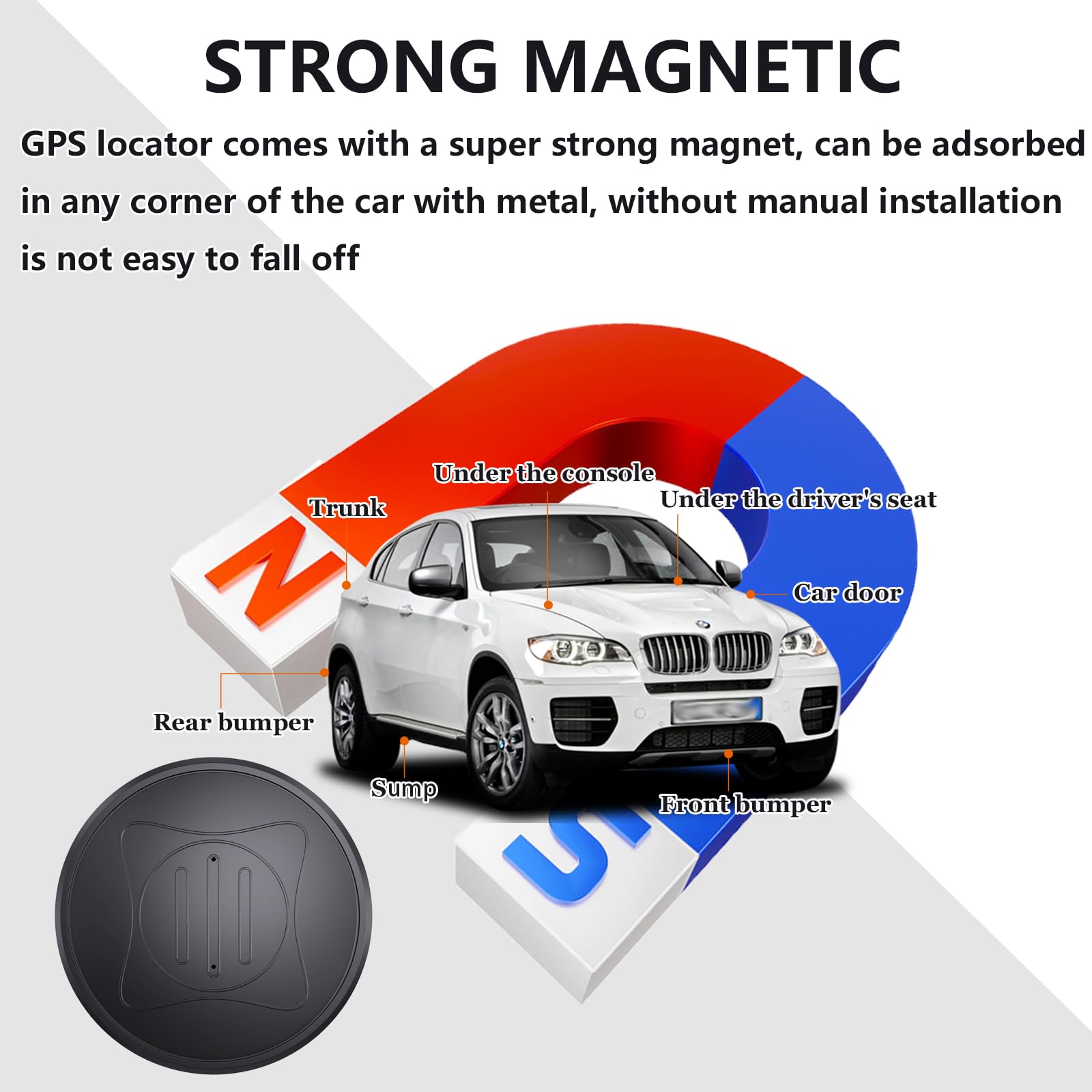Quvjd GPS Tracker for Vehicles,Car GPS Tracker Portable Real Time Magnetic GPS Tracking Device,Full Global Coverage Location Tracker for Car,Kids,Dogs.No Monthly Fee/No Subscription Required