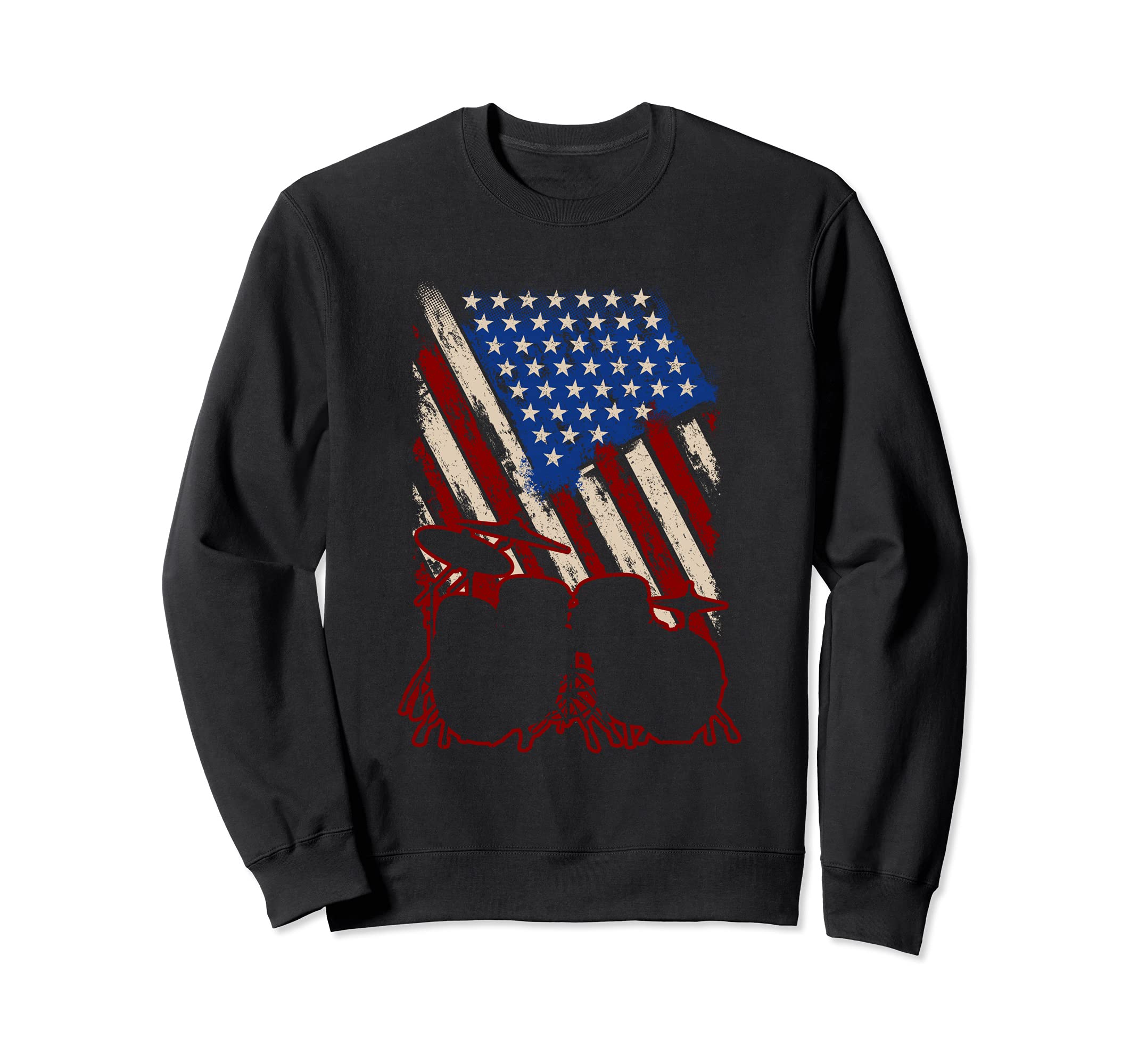 Musician Drummer Percussion USA Flag American Pride Drums Sweatshirt