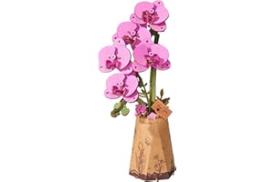 rowood Wooden Flower,3D Puzzles for Adults,Artifical Flower Botanical Collection Building Craft Kit,Mother's Day/Valentine's Day Purple Moth Orchid
