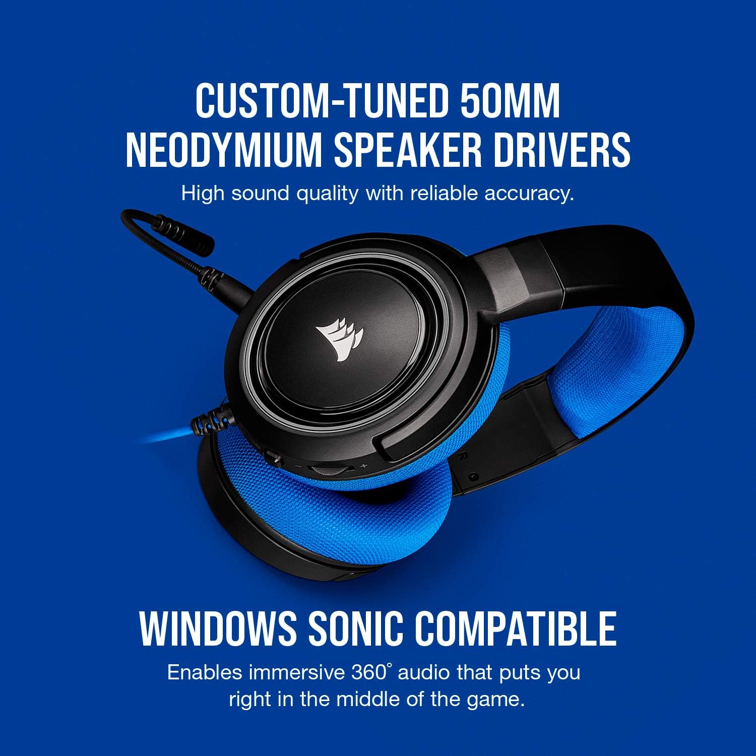 Corsair HS35 - Stereo Gaming Headset - Memory Foam Earcups - Headphones Designed for Playstation 4 (PS4) and Mobile – Blue: Computers & Accessories