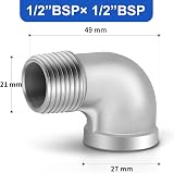 ERGAOBOY 2x 1/2" BSP 304 Stainless Steel 90 Degree Elbow Pipe Fitting view 2