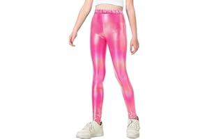 Gnainach Girls Metallic Leggings Stretch Comfort Shiny Mystique Dance Pants for Toddler Kids Teen Yoga Party Workout