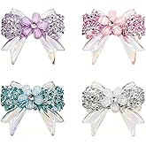 4pcs Rhinestone Bow Beads for Pens - Fancy Bowknot Charms for Beadable Pens, Keychains & Jewelry Making - Sparkly 3D Bow Spacer Beads DIY Craft Supplies (Assorted Colors)