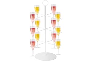 Xeceor Champagne Tower, 3 Tiers - Champagne, Cocktails, Martini, Margarita Cups at Weddings, Bridal Shower, Mimosa Bar Parties & Events (White)
