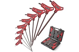 GETLITOOL 9PCS T-Handle Allen Wrench Set, S2 Steel Metric T-Handle Allen Key Set 2-10mm, Ball End T-Handle Hex Key with Size Marked & Storage Box for Bike/Car Repair, Machine Maintenance