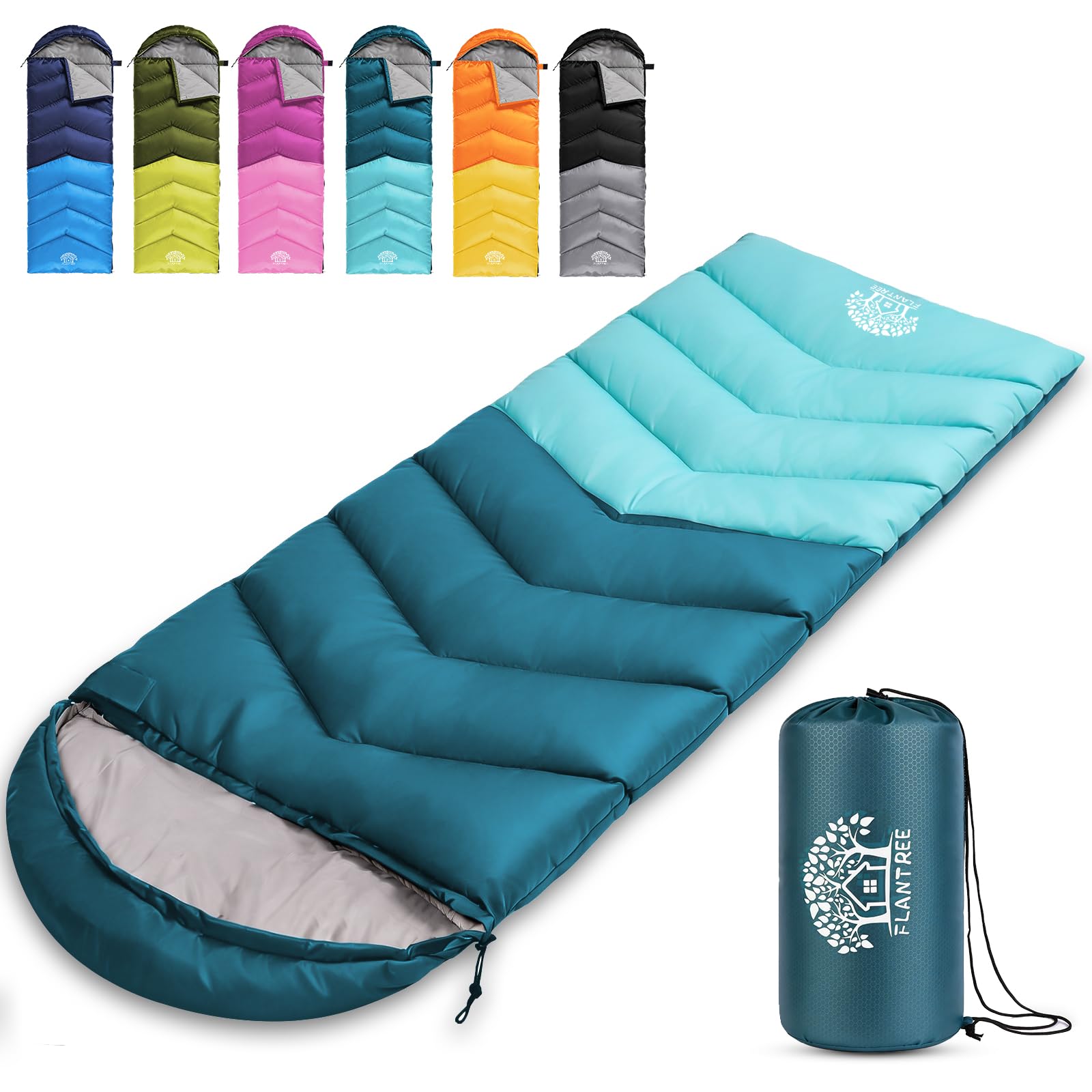 Flantree Sleeping Bag 4 Seasons Adults & Kids for Camping Hiking Trips Warm Cool Weather,Lightweight and Waterproof with Compression Bag,Indoors Outdoors Activities