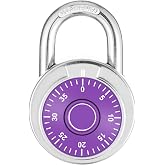 Combination Padlock, 50 mm (2"), Purple Dial, 1 Pack | Fixed Dial with Different Combinations, For Gym &amp; Locker, School, Toolbox