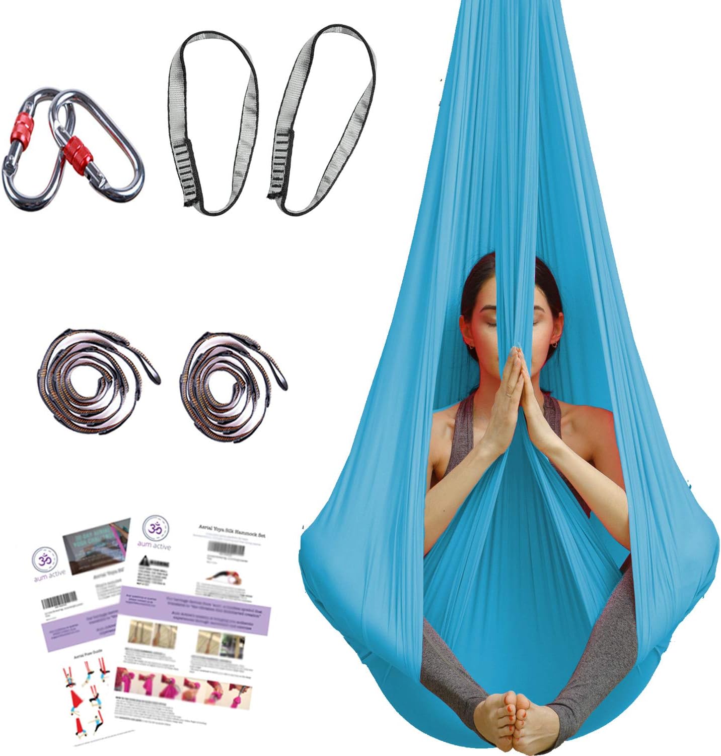 Aerial Yoga Hammock - Premium Aerial Silk Yoga Swing for Antigravity Yoga, Inversion Exercises, Improved Flexibility & Core Strength - Extension Straps, Carabiners and Pose Guide Included