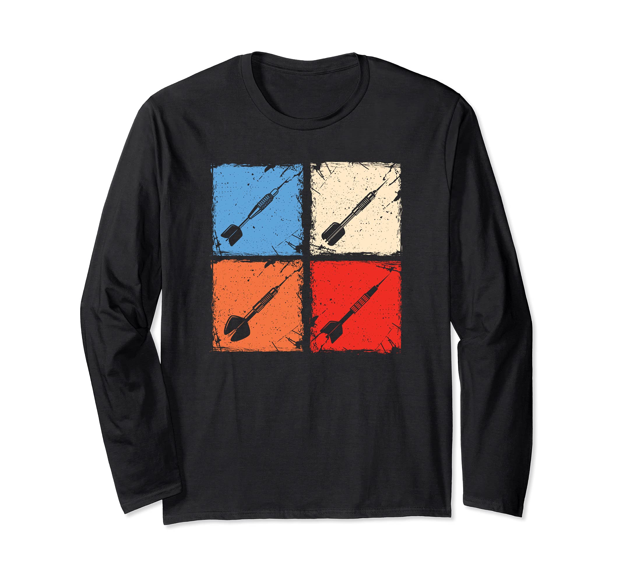 Darts retro squares darts player Long Sleeve T-Shirt