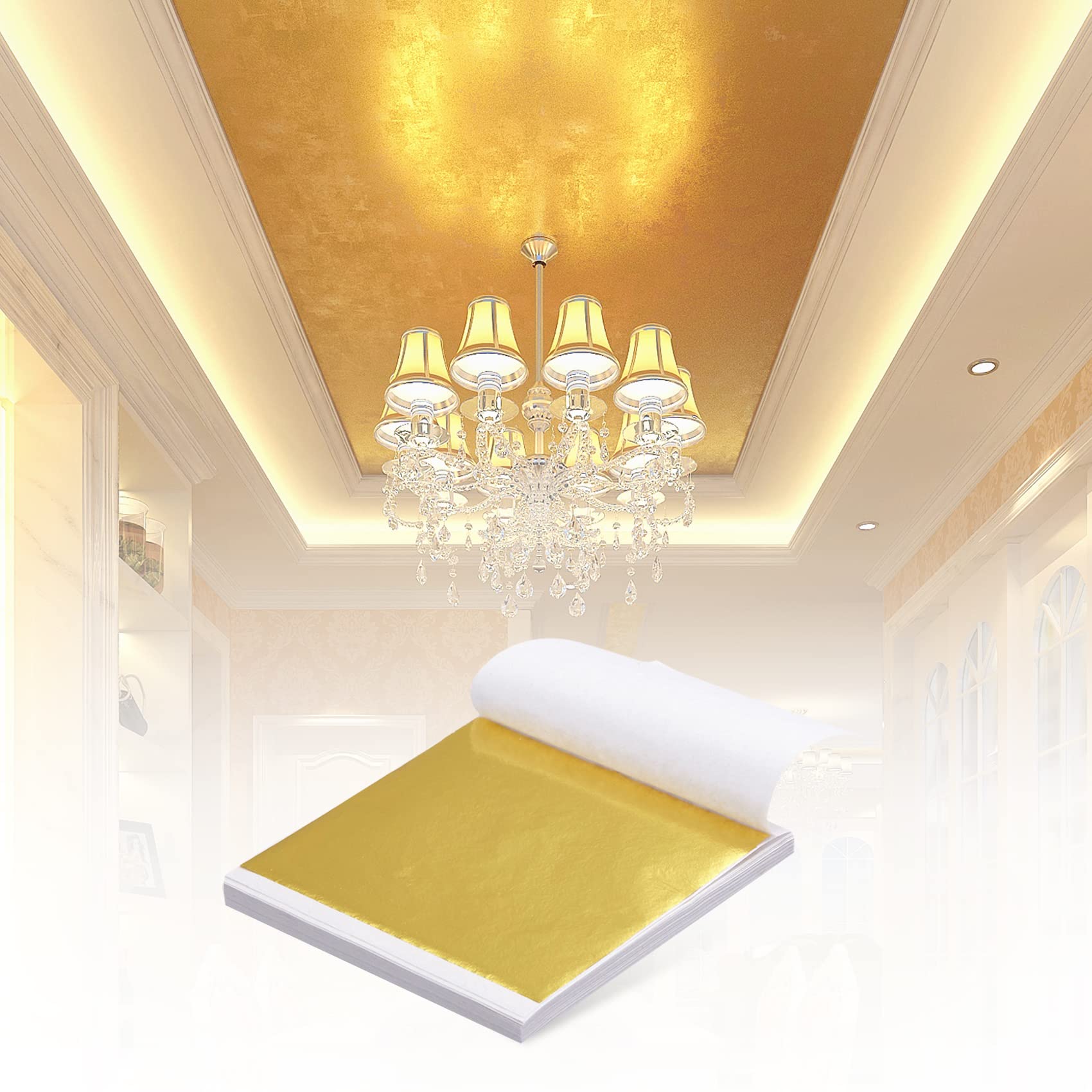 Yuegit 300 Pieces Imitation Gold Leaf Sheets : Gold Foil Sheets for Resin, DIY Art, Gilding Crafts, Paintings, Nail Art, Frames, Home Decoration 5.5X5.5 Inch (Gold,Silver,Rose Gold Each 100 pcs)