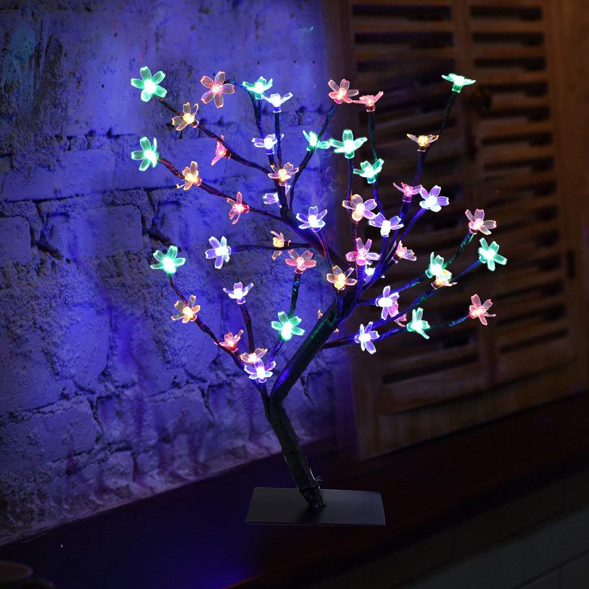 Excelvan Cherry Blossom Desk Top Bonsai Tree Light, Decorative Warm White Light, Black Branches, Perfect for Home Festival Party Wedding Christmas Indoor Outdoor Decoration, Multi-colored