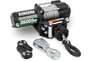 Zostera 3500lbs ATV/UTV Winch Electric Boat Trailer Winch 12V, Waterproof Winch with Wire Rope, with 2 Wireless Remotes &Wired Switch,with Mounting Plate,Pulley,Rope Damper,Aluminium Fairlead
