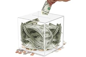 DMTINTA Clear Piggy Bank for Adults and Kids Transparent Piggy Bank for Adults Must Break to Open Acrylic Unopenable Piggy Bank to Help Budget and Save.4.7 * 4.7 * 4.7