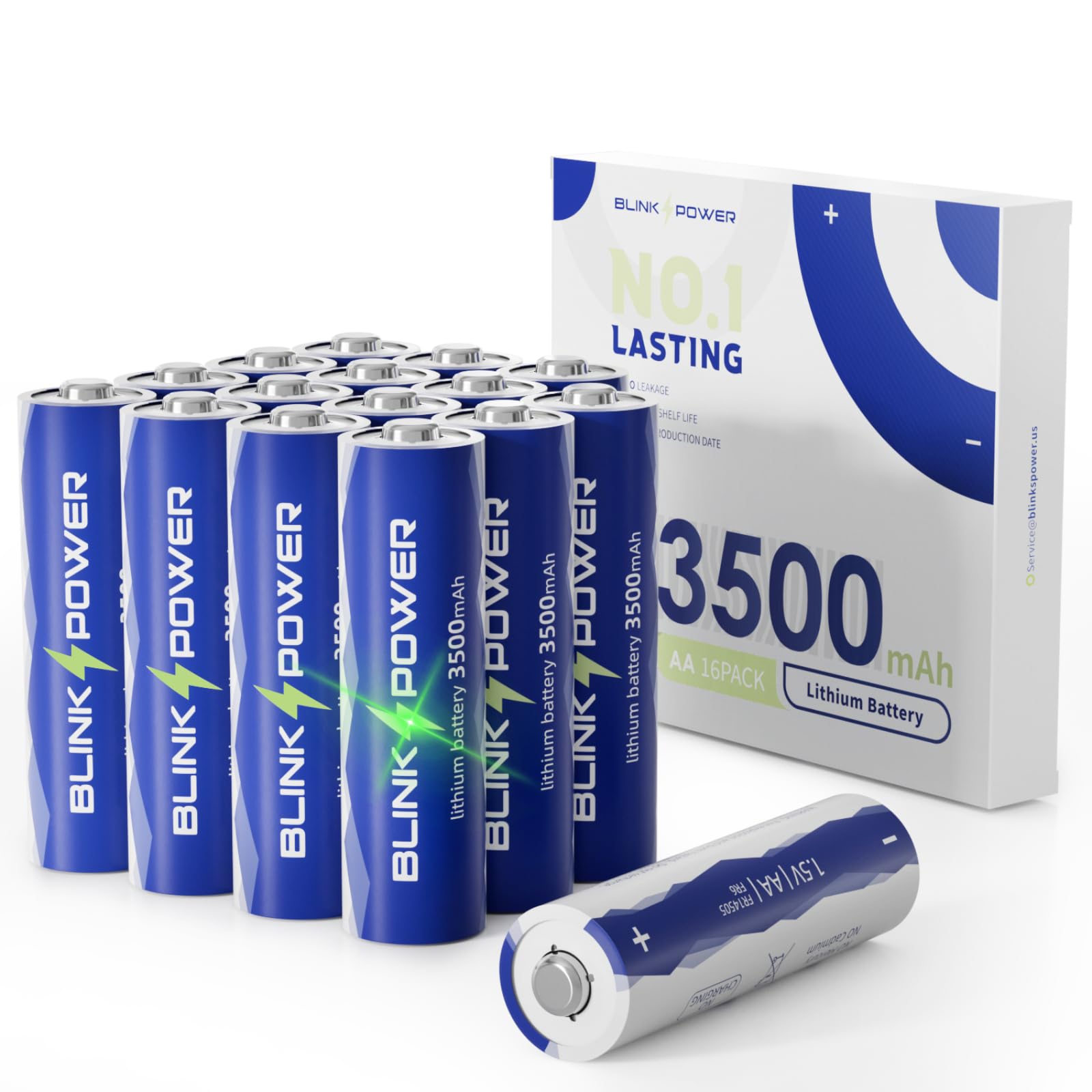 Blinkspower™ Lithium Batteries AA 16 Pack, 3500mAh NO.1 Lasting 1.5V Double A Lithium Battery 【Non-Rechargeable】