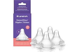 Lansinoh NaturalWave Baby Bottle Nipples – 100% Soft, Durable Silicone, Made Without BPA BPS, Anti-Colic, Supports Baby’s Dev