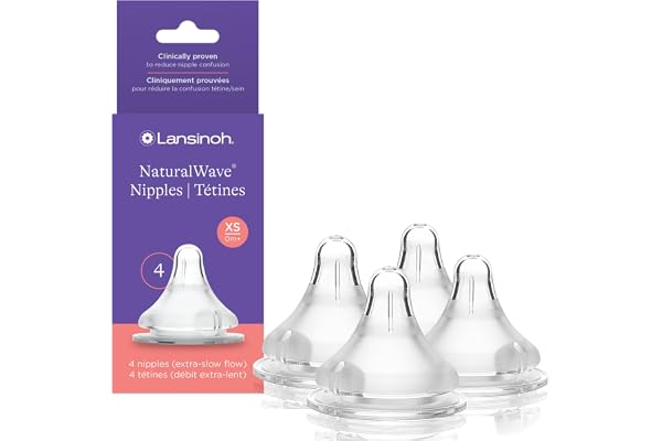 Lansinoh NaturalWave Baby Bottle Nipples – 100% Soft, Durable Silicone, Made Without BPA BPS, Anti-Colic, Supports Baby’s Dev