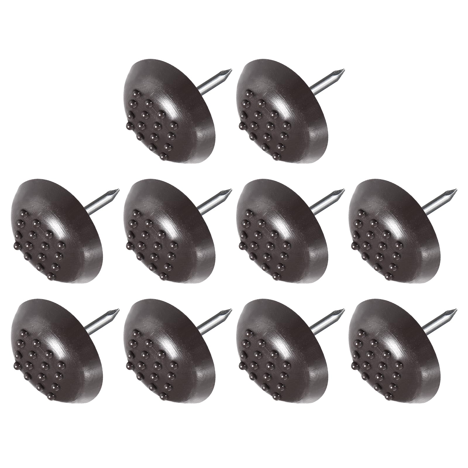 METALLIXITY Furniture Feet Nail (18mm/0.71in) 30Pcs, Plastic Half-Circles with Anti-Slip Points Chair Glides Sliders - for Chairs Sofa Furniture, Brown