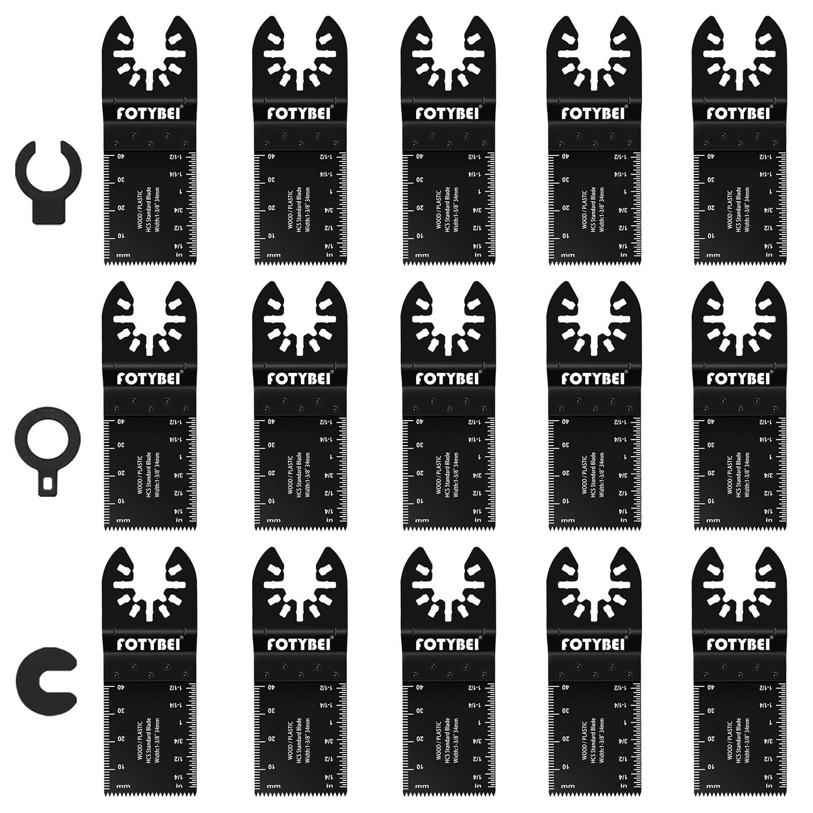 FOTYBEI 15Pcs Multi Tool Blades Universal Oscillating Saw Blades Wood Metal Multitool Blades Accessories Compatible with Dewalt, Makita, Milwaukee, Ryobi, Rockwell and More