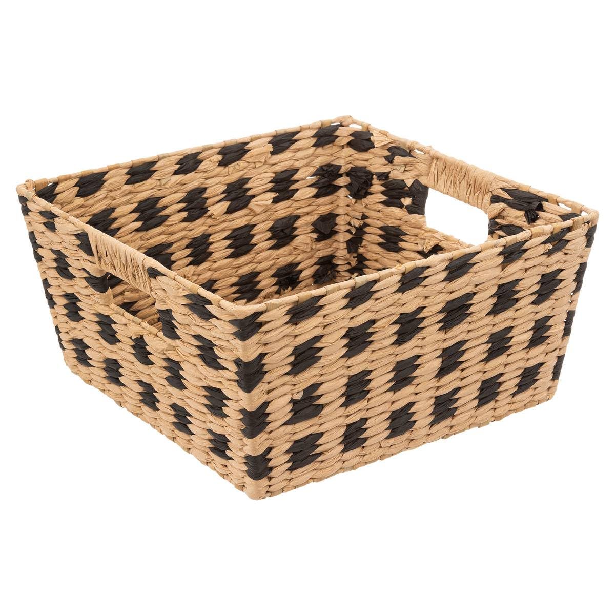 Five – Woven Storage Basket Natural and Black 31 x 15 cm