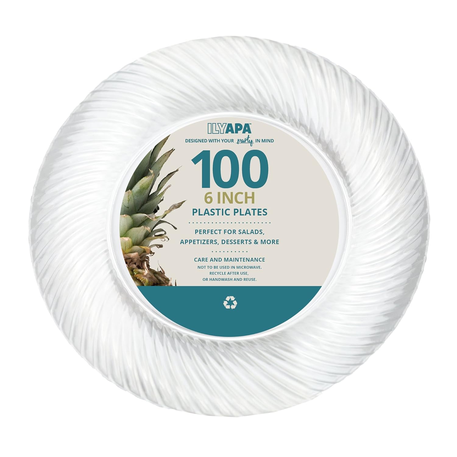 100 Premium Clear Plastic Plates for Party or Wedding 6 Inch Fancy