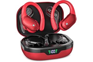 Wireless Earbuds, IPX7 Waterproof Earphones for Workout/Running (Red)