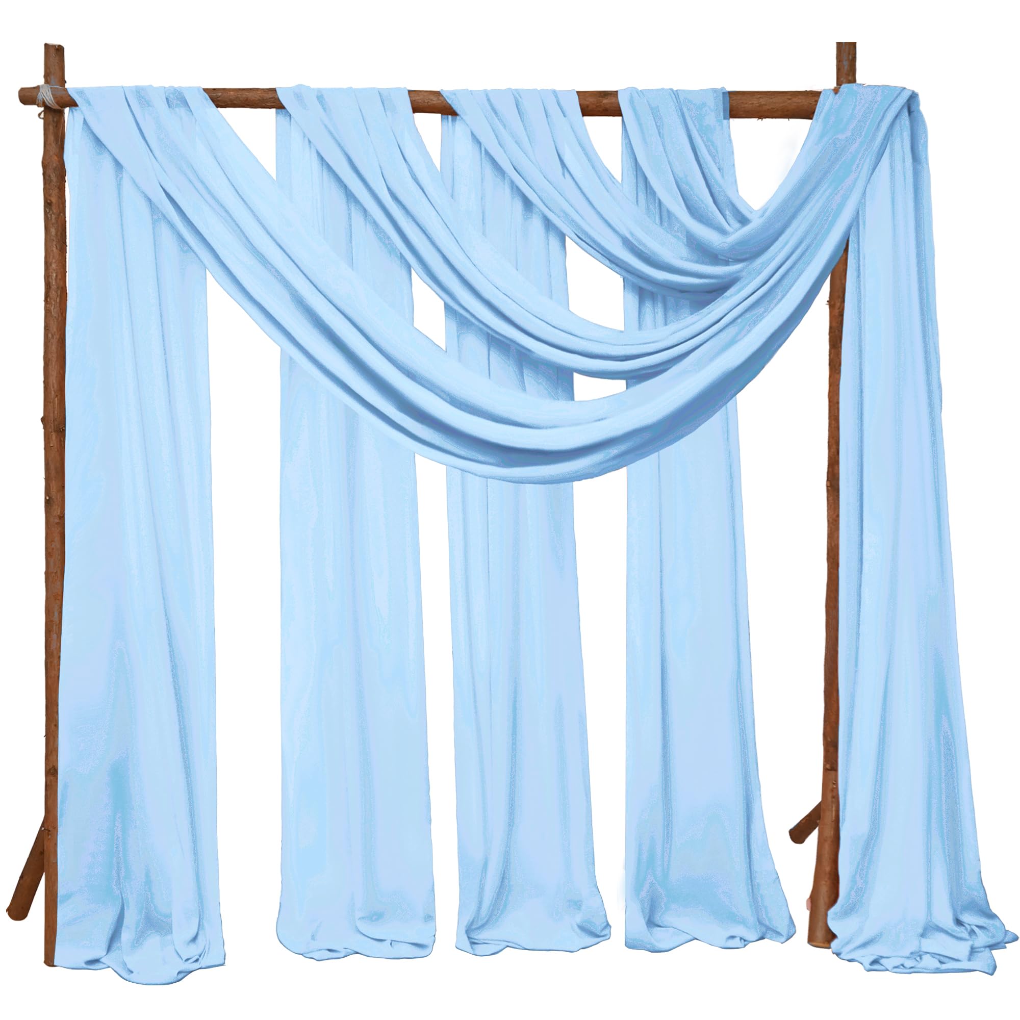 Photo 1 of 8 Panels Wedding Arch Draping Fabric 28"x20Ft Wedding Arch Drapes Chiffon Fabric Drape Sheer Backdrop Curtain for Nuptials Party Swag Ceremony Birthday Arbor Drapery Reception Ceiling Décor(Baby Blue)