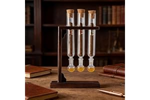 Cigar Flavor Injector Humidifier, Cigar Infuser Glass Tube Kit with Handmade Wooden Base, Airtight Cap for DIY Flavor Infusio