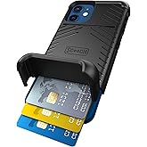 Scooch for iPhone 12 Mini Case with Card Holder, Wingmate Wallet Case with Hidden Card Slot and RFID Protection for 3 Cards, 10-Foot Drop Protection, Black