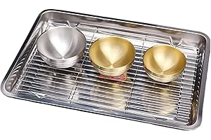 Baking Tray - Stainless Steel with Cooling Rack - Metal Non Stick Baking Sheet - for Cookie Bread Cake Loaf Fruit Vegetable M