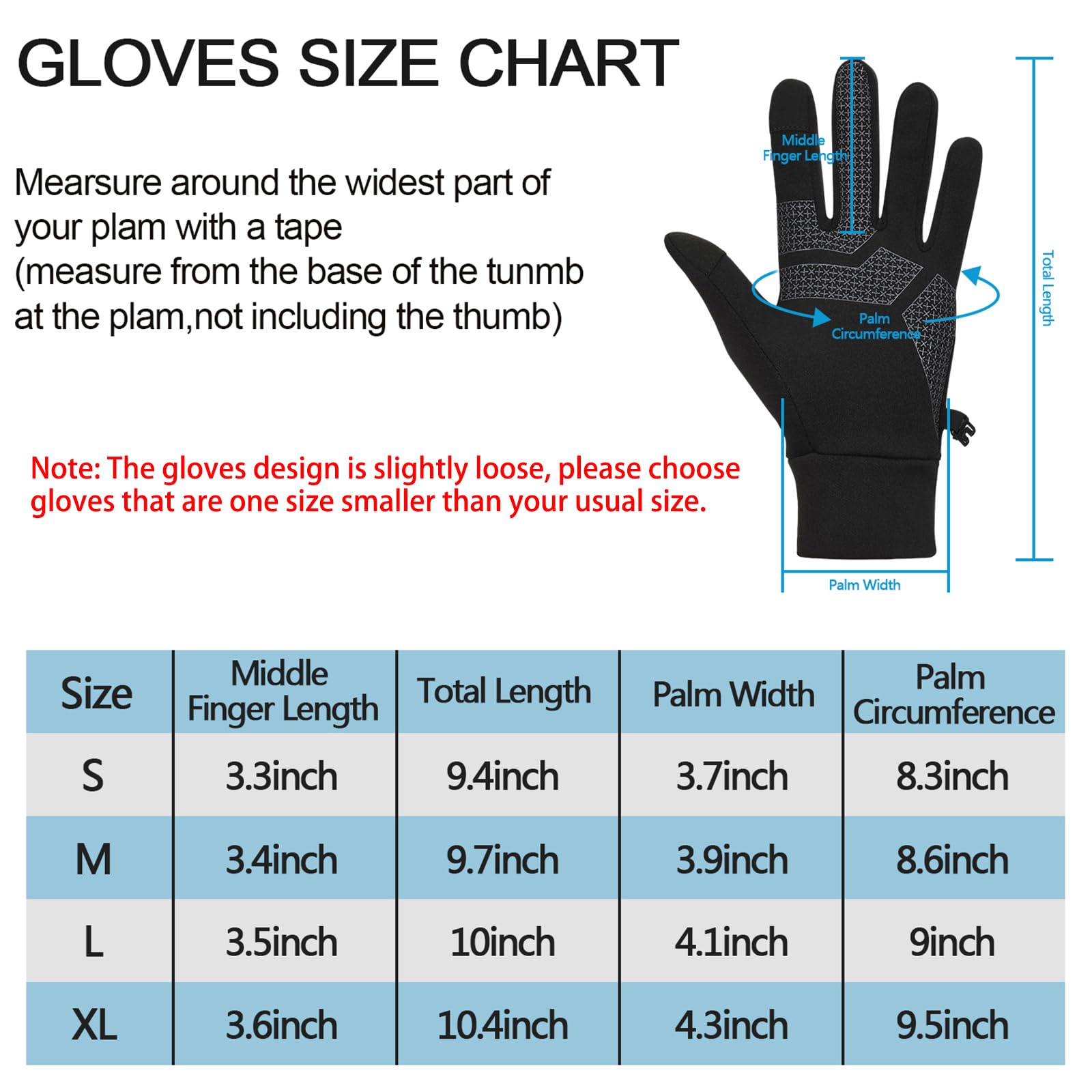 TOLEMI Thermal Gloves, Winter Gloves Running Warm Liner Gloves Anti-slip Touch Screen Gloves for Men Women Sport Walking Riding Driving Cycling