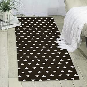 Alfombra de pasillo de 60 x 180 cm, triángulos blancos y negros