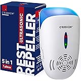 Crioxen Ultrasonic Pest Repeller Plug in - Electronic Portable Pet Safe - 5 in 1 Electromagnetic Waves Ultrasound Control - R