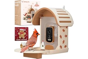 VINGUYS® Bird Feeder with Camera - Ginger Joy, Smart Bird Feeder AI Recognize Bird Species, Auto-Capture 2.5K UHD Bird Video, Solar Powered, Ideal Gift for Christmas & Thanksgiving