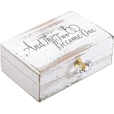 Hicarer Wedding Ring Bearer Box for Engagement Party, White | and The Two Become One Mr. and Mrs. Diamond Ring Box Holder, Elegant Wedding Gift, 5W x 6D x 2H
