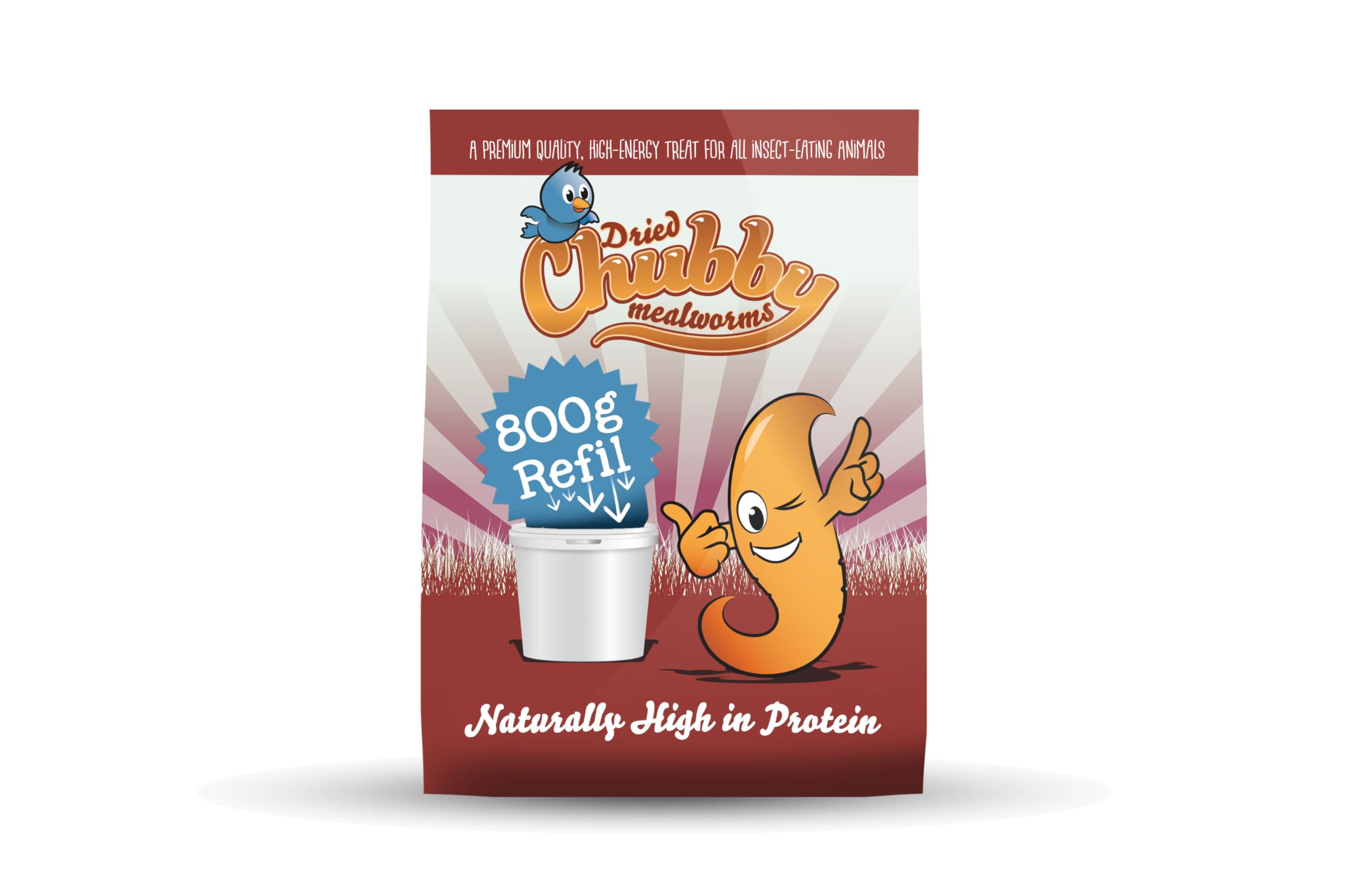 Chubby Mealworms Refill Bag (800g), Dried Mealworms For Wild Birds, Protein Rich Dried Meal Worm, High Energy for Birds, Reptiles, Geckos, Ducks — image 1