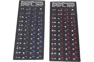 2Pcs Russian Keyboard Stickers - Unique Waterproof Coating for Desktop Computer and Laptop - Russian Alphabet for 10 to 17 In