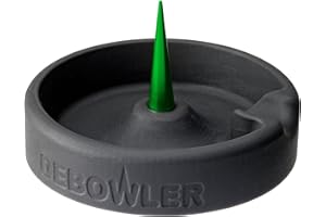 Debowler Minimalist Silicone Ashtray - Medium - With Billet Aluminum Cleaning Spike - (Black with Green Poker) - Catches Pipe or Bowl Ash in Heat Resistant Tray - Dishwasher Safe