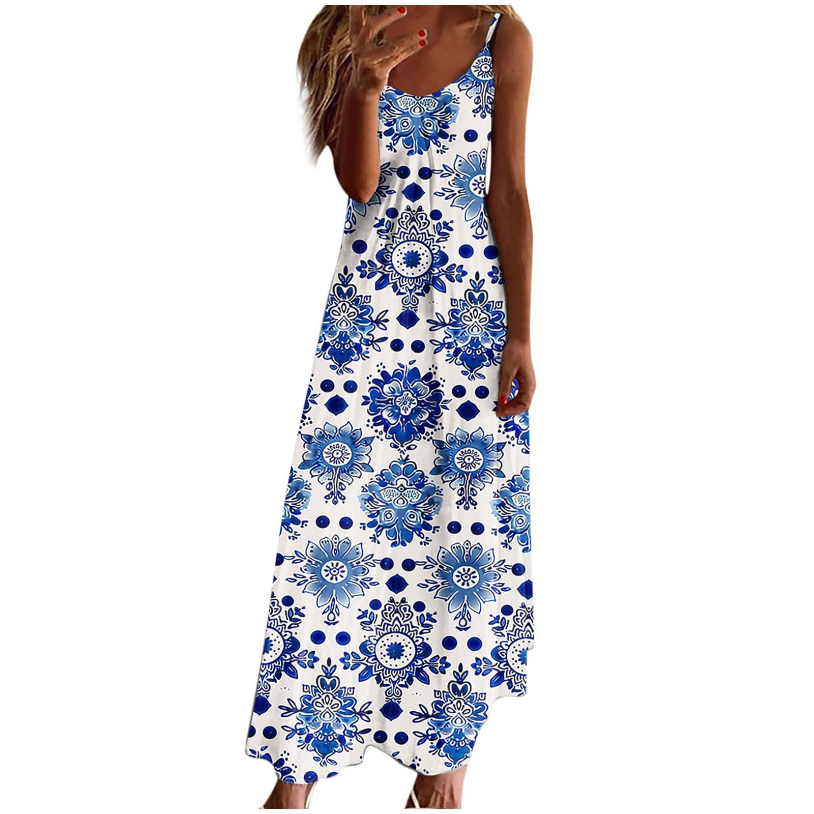 Summer Dresses for Women Boho Floral Print Maxi