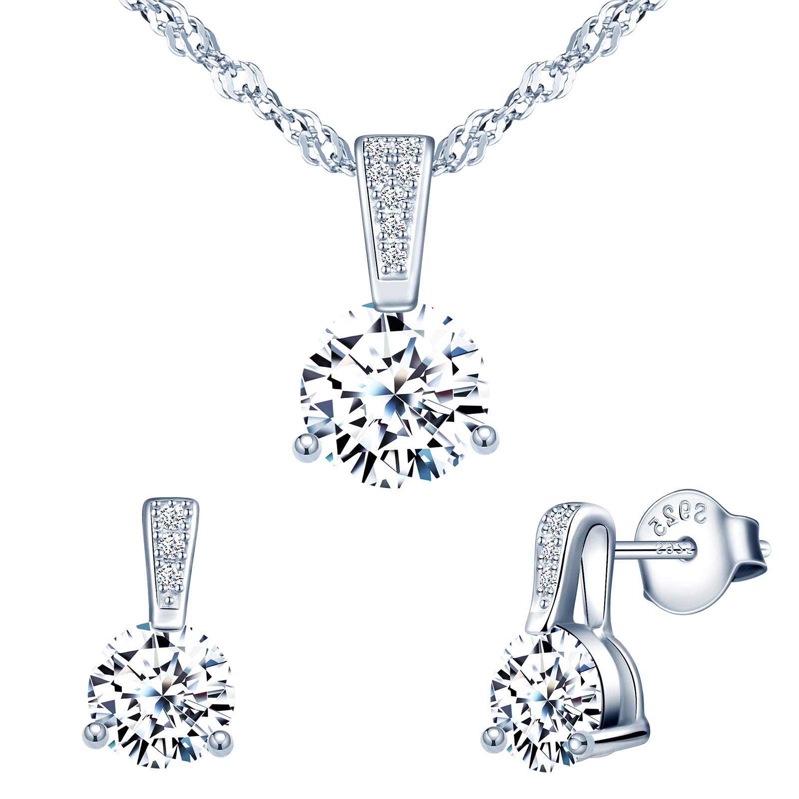 Yumilok 925 Silver Friendship Set Created with Sparkle Cubic Zircon